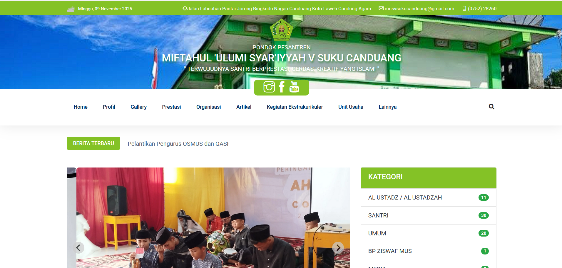 WEBSITE PONDOK PESANTREN MIFTAHUL 'ULUMI SYAR’IYYAH V SUKU CANDUANG